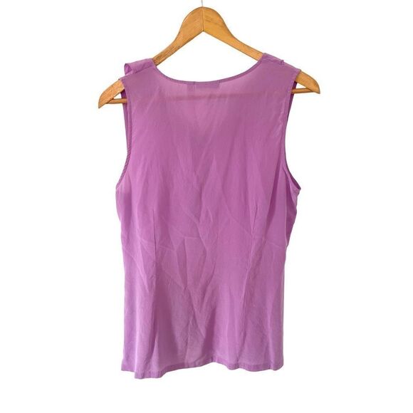Halogen Lavender Purple Pure Silk Ruffle Sleeveless Blouse - Picture 2 of 7